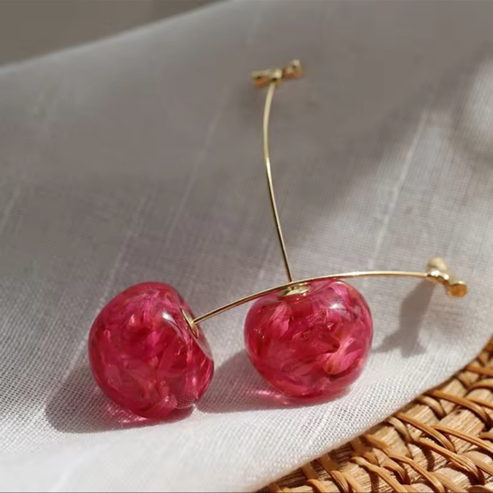 ◾️Red Flower Cherry Earrings